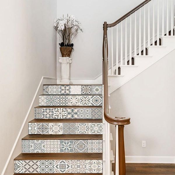 

wall stickers 6pcs/set 3d stair riser decals tile mural staircase mosaic removable sticker diy home decor
