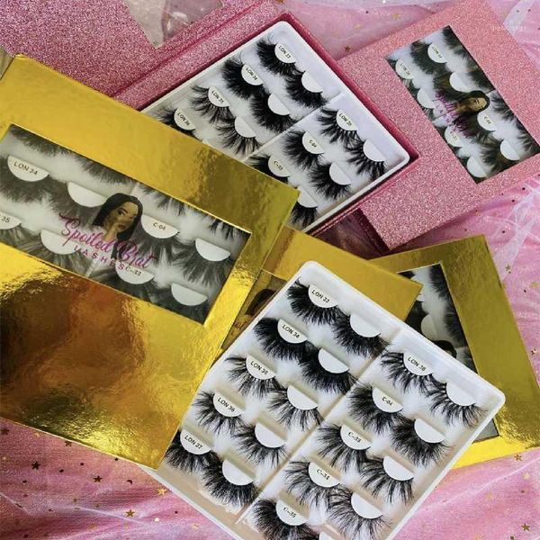 

eyelashes set 10 pairs lashes mink 25mm 3d thick lash book fake eyelash packaging box female makeup false1