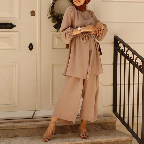 

ethnic clothing eid two-piece muslim sets abaya turkey hijab dress caftan kaftan islamic 2 piece set women musulman ensembles outfits, Red