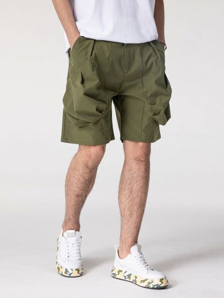 

men solid pocket side shorts m7ke#, Black