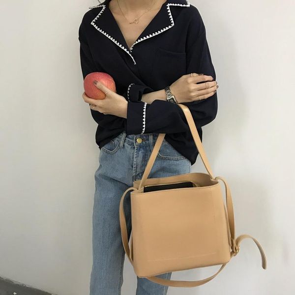 

casual simply large buckets bag designer square women handbags luxury pu leather shoulder crossbody bags female tote purse 2021 cross body