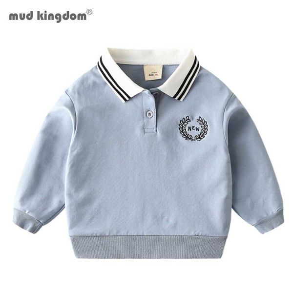 

mudkingdom boys sweatshirts long sleeve pullover casual fashion embroidery lapel clothes spring autumn 210615, Black