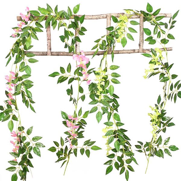 

decorative flowers & wreaths 1pc 2m wisteria plastic floristics artificial garland for wedding decoration christmas party home decor cp2873