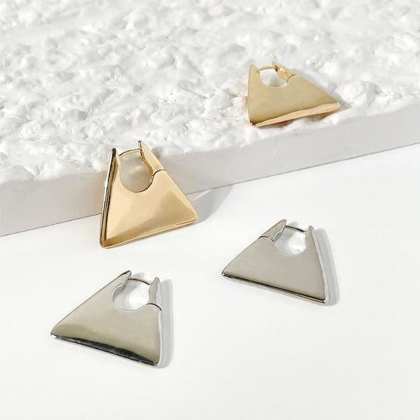 

hoop & huggie allme trendy geometric polished gold triangle earring for women statement large thick earrings hoops street style brinco, Golden;silver