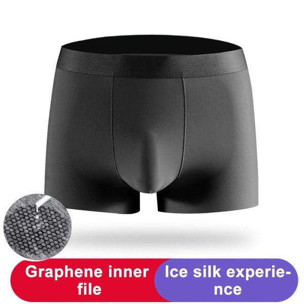 

underpants men underwear flat pants silk dry and comfortable men's breathable fit non marking boxer 2022, Black;white