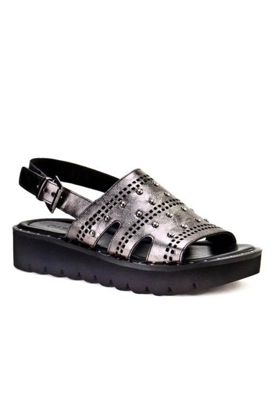 

sandals buckled daily women gray leather, Black