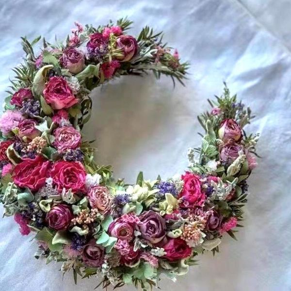 

decorative flowers & wreaths rattan natural crescent shape wreath base diy accessories easter festive party decor wall hanging