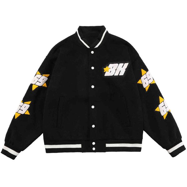 

men's jackets red male bomber jacket, baggy embroidered, star letters, hip hop fashion, harajuku, unisex, Black;brown