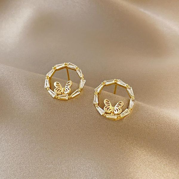 

stud 2021 korean fashion simple butterfly earrings temperament small versatile female jewelry, Golden;silver