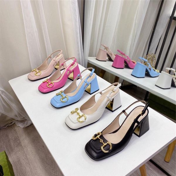 

dress shoes summer white high heels women's 2021 square designer black durable pink red