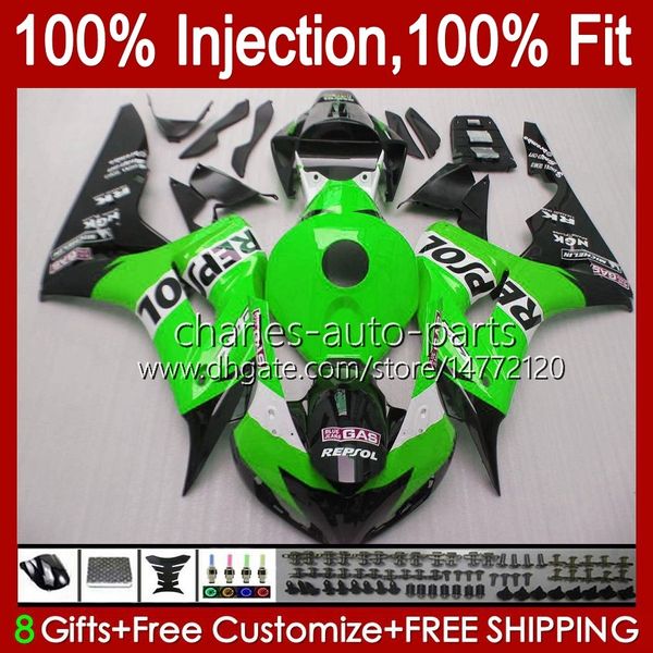 Stampo ad iniezione 100% adatto per carrozzeria HONDA CBR 1000 RR CC 1000RR 1000CC 06-07 Carrozzeria 59No.68 CBR1000 RR CBR1000RR 06 07 CBR1000-RR 2006 2007 Kit carenatura OEM verde lucido