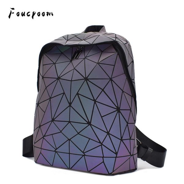 

backpack women luminous backpacks men geometric for teenage girls school holographic female rucksack trave bag