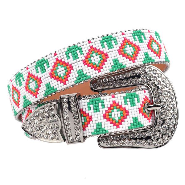 

belts western bead belt for women men vintage strap wide buckle rhinestones cowgirl cowboy cinturones para mujer jxs1, Black;brown
