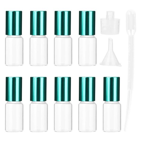 

storage bottles & jars 12pcs 5ml portable glass roller essential oil sub containers with funnel dropper perfume dispenser for home travel (c