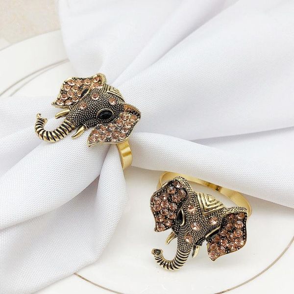 

12pcs/lot el retro elephant napkin buckle diamond animal ring cloth rings