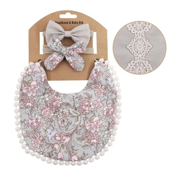 

bibs & burp cloths 2 pcs baby headbands+ 1 pc tassel saliva towel kit born floral print double side bandana feeding smock stuff
