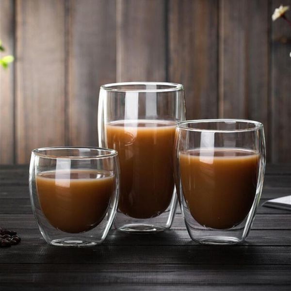 

wine glasses double-layer glass coffee cup heat cold resistant crystal transparent cups egg shape beer mug tea whiskey mugs