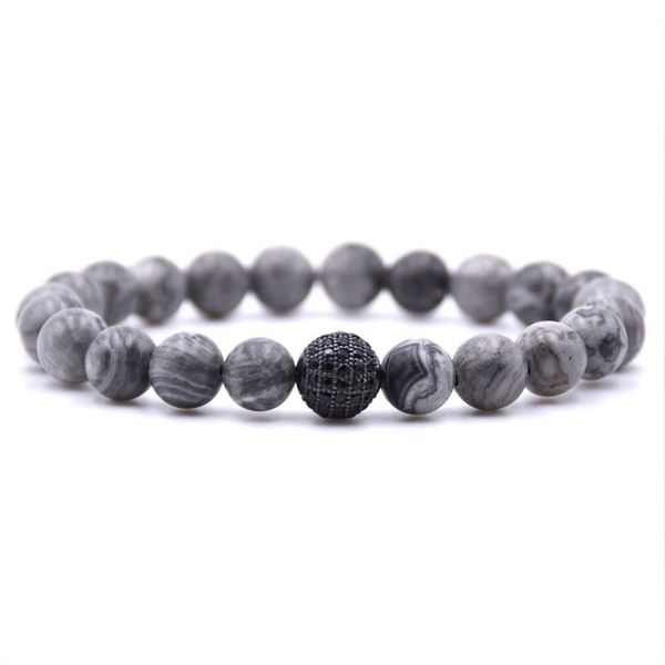 

beaded, strands 2021 men's bracelet disco ball bar charm 8mm natural lava bead jewelry gift, Black