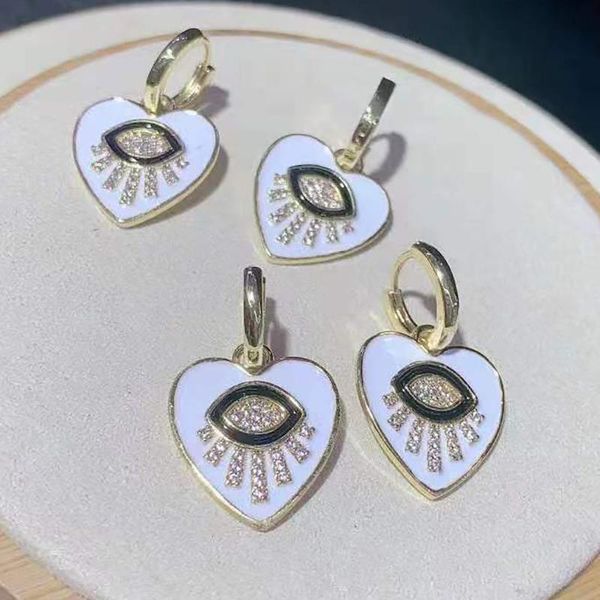 

dangle & chandelier 2pairs/lot women's symmetrical heart-shaped angel eyes earrings, Silver