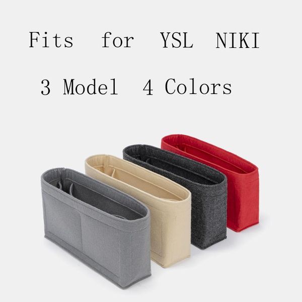 

bag parts & accessories insert organizer for tote liner makeup handbag travel inner purse portable cosmetic inside felt material, Black