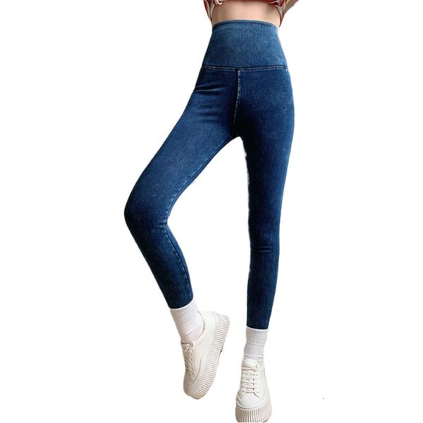 

leggings women's legging plus velvet denim high waist tummy hips yoga tight feet pencil women womens leggings, Black