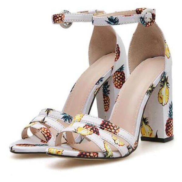 

plus size sandals fashion women summer belt buckle open toe block heels high, Black