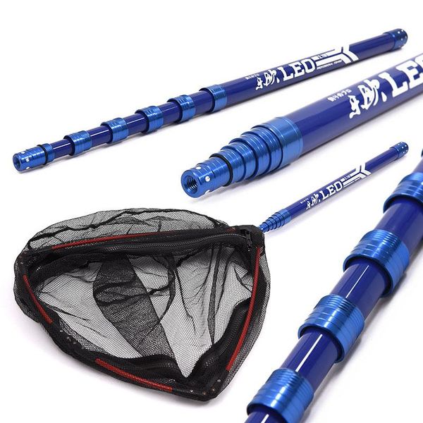 

folding fishing dip net carbon fiber nylon mesh portable fish catching nets split gear accessories