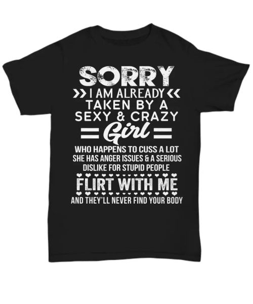 

men boyfriend t-shirt from girlfriend funny boyfriend tee gift i'm already taken, White;black