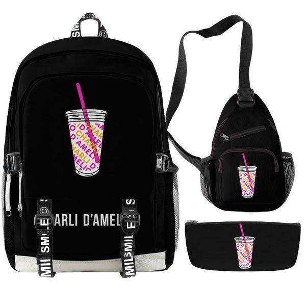 

backpack charli d'amelio the hype house 3 piece set boys girls teenager school bags lapoxford waterproof travel