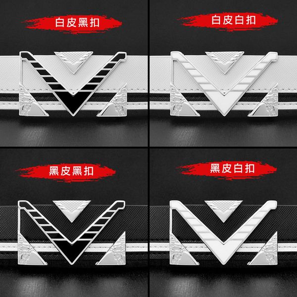 

luxury brand belt casual belt men's korean fashion white versatile v letter boys' young people's trouser, Black;brown