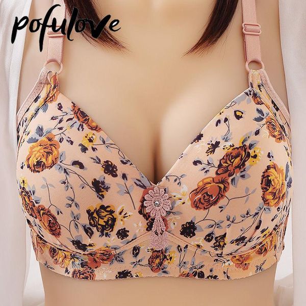 

bras floral for women push up bra plus size bralette 36-44 b c wireless seamless underwear thin breathable female brassiere, Red;black