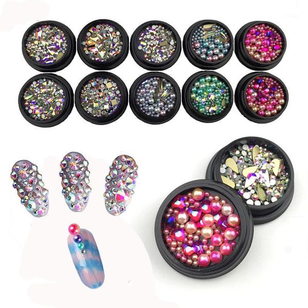 

crystal 3d nail art decorations rhinestone strass glass set arrive rhinestones for nails charms diamond box accessories1, Silver;gold