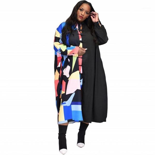 

casual dresses spring women loose shirts dress 2021 summer long sleeve office lady batwing turn-down collar shirt tunic midi, Black;gray