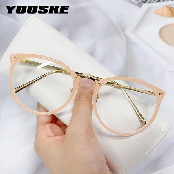 

fashion sunglasses frames yooske oversized round glasses frame women men metal spectacles transparent lenses color myopia optical, Black