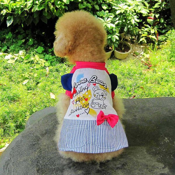 

spring stripe dress skirt pet supplies summer dog clothes