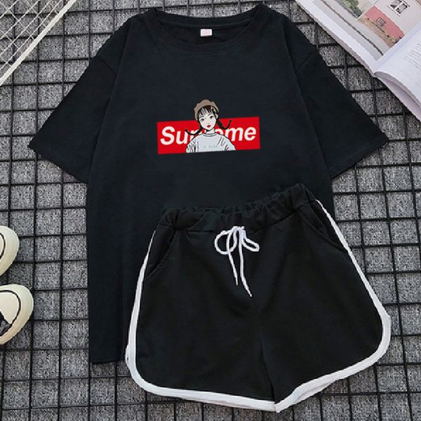 

women's plus size tracksuits 2021 large 2-piece korean casual shorts sportswear