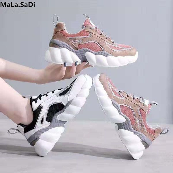 

dress shoes 2021 autumn thick bottom wild casual mesh breathable old light color matching sports women's, Black