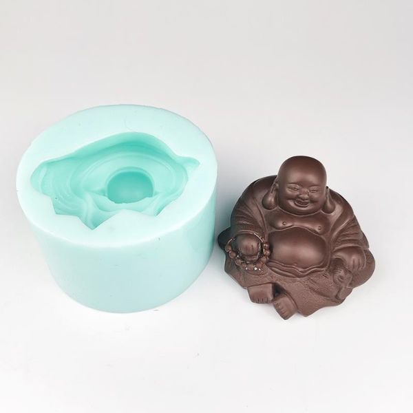 

baking moulds big belly maitreya reclining buddha statue mold feng shui silicone figurines vintage home decoration