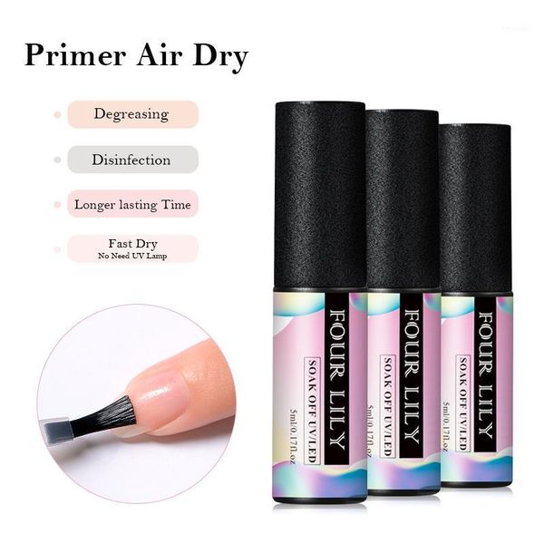 

four lily 5ml long lasting fast air dry primer uv led gel base nail adhesives polish lacquer diy manicure design1, Red;pink