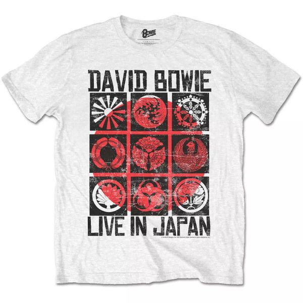 

white david bowie live in japan official t-shirt men unisex, White;black