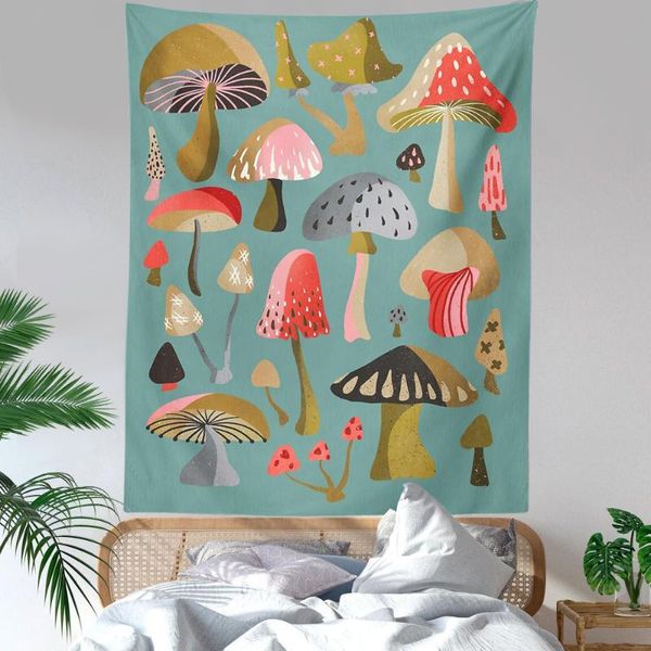 

tapestries ffo botanical mushroom tapestry wall hanging flower reference chart hippie picnic blankets colorful ins home decor