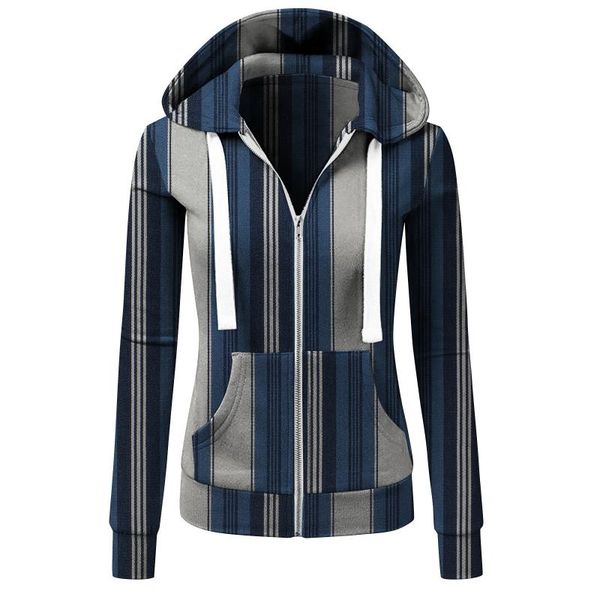 

women's hoodies & sweatshirts women coat spring hoodie stripe sweatshirt long sleeve pockets zipper sports s, Black