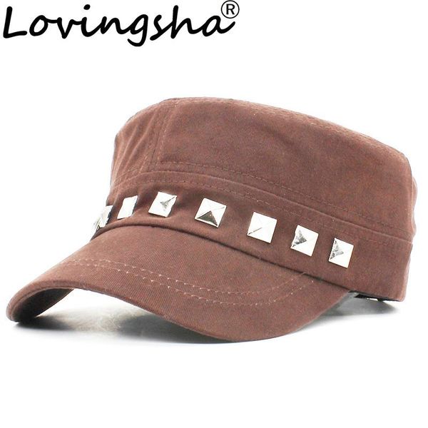 

classic vintage women military hat men fashion summer autumn warm rivet adjustable flat cap for ad111 wide brim hats, Blue;gray
