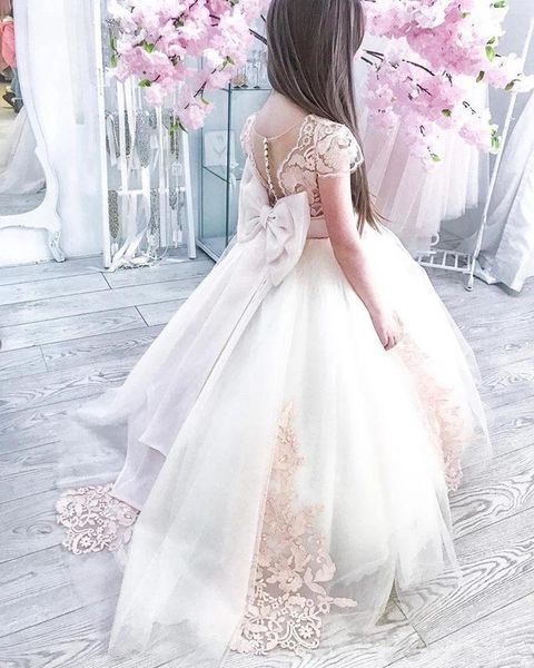 

girl's dresses flower girls cap sleeve little girl toddlers wedding vintage lace pink child princess communion pageant gowns, Red;yellow