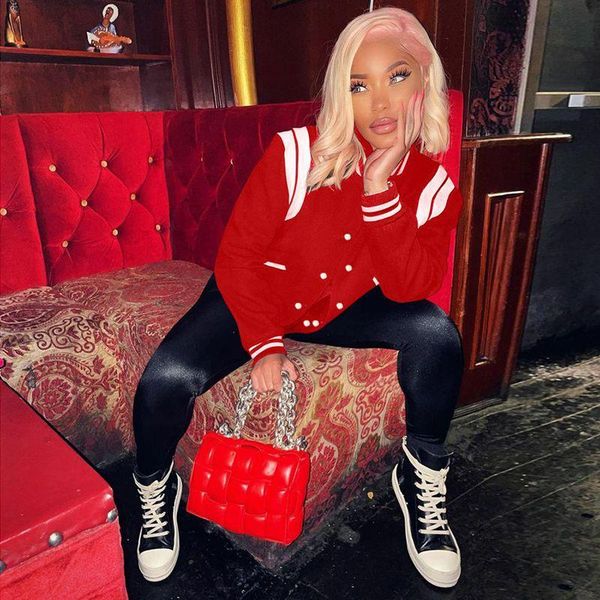 

women's jackets fashion women clothing button print pockets baseball jacket fall winter casual coat harajuku clothes streetwear wholesa, Black;brown