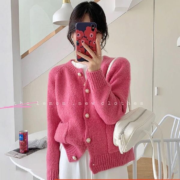 

women's knits & tees red sweater 2021 spring round neck loose lazy soft waxy knitted cardigan, White