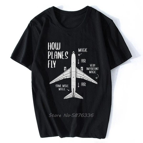 

novelty how engineer pilot airplane t-shirt mens short sleeves oversized hip hop printed t shirts tees men's t-shirts, White;black