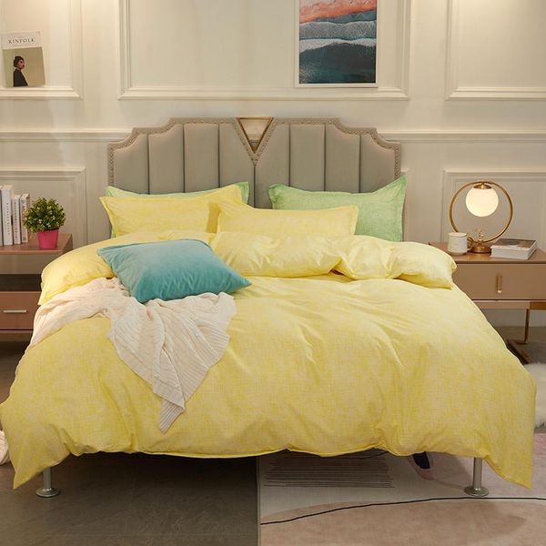 

bedding sets yellow double king  twin duvet cover bed sheet pillowcases solid quilt luxury bedclothes