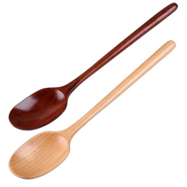 

spoons spoon tableware 2 pcs natural japanese style wooden soup with long handle natual wood dessert tea coffee rice