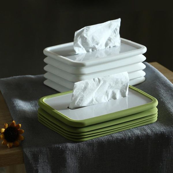 

silicone tissue box flexible car napkin organizer holder for dining table living room deskhousehold pumping case boxes & napkins